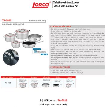 Bộ Nồi inox Lorca TA 5022 2