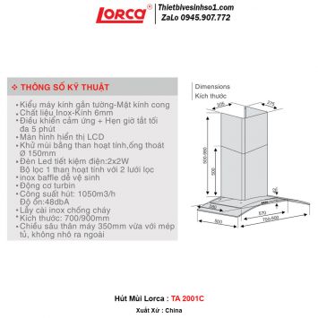 Máy Hút Mùi Lorca TA 2001C 2