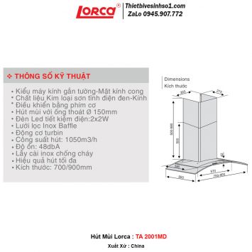 Máy Hút Mùi Lorca TA 2001MD 2
