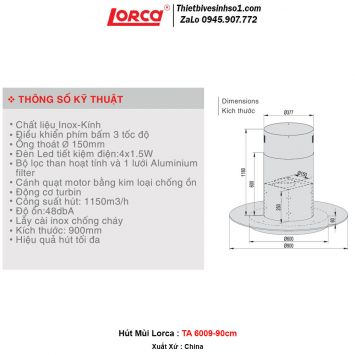 Máy Hút Mùi Lorca TA 6009 90cm 2