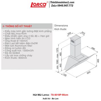 Máy Hút Mùi Lorca TA 6018P-90cm 2