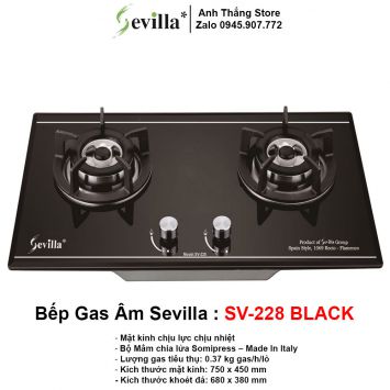 Bếp Gas Âm Cao Cấp Sevilla SV-228 BLACK