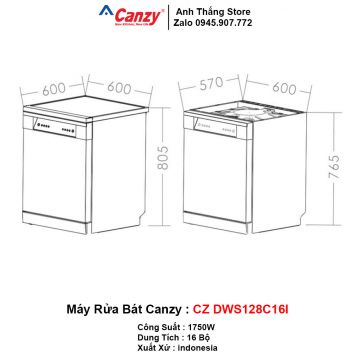 Máy Rửa Bát Canzy CZ-DWS128C16I