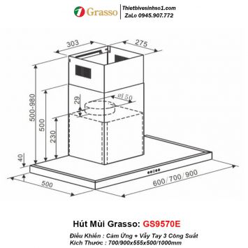 Máy Hút Mùi Grasso GS9570E