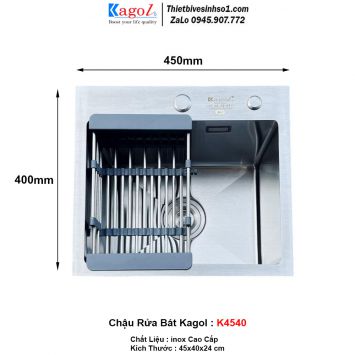 Chậu Rửa Bát 1 Hố Kagol K4540