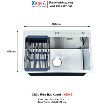 Chậu Rửa Bát 1 Hố Kagol K6845