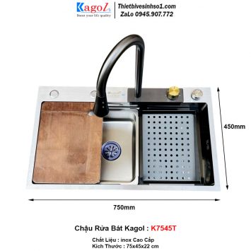 Chậu Rửa Bát 1 Hố Kagol K7545T