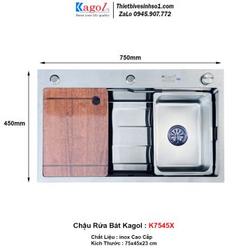 Chậu Rửa Bát 1 Hố Kagol K7545X