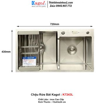 Chậu Rửa Bát 2 Hố Kagol K7243L