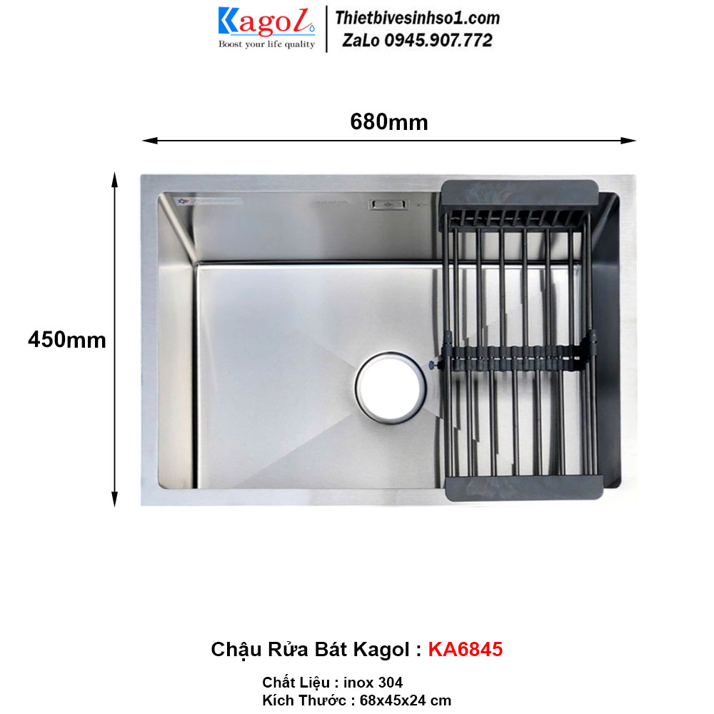 Chậu Rửa Bát 1 Hố Kagol KA6845