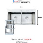 Chậu Rửa Bát 2 Hố Kagol K7040C-304