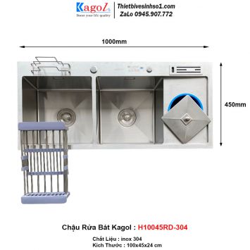 Chậu Rửa Bát 2 Hố Kagol H10045RD-304