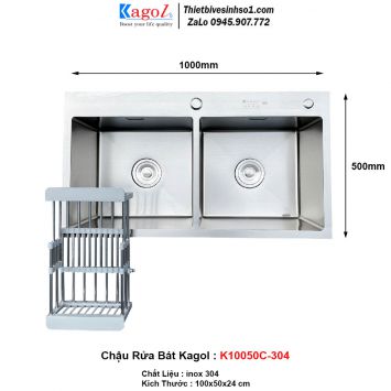 Chậu Rửa Bát 2 Hố Kagol K10050C-304