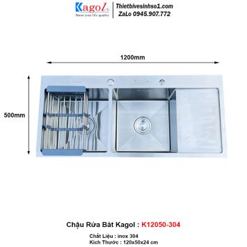 Chậu Rửa Bát 2 Hố Kagol K12050-304