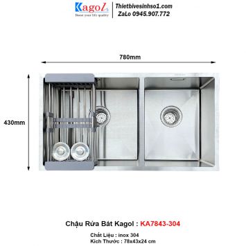 Chậu Rửa Bát 2 Hố Kagol KA7843-304