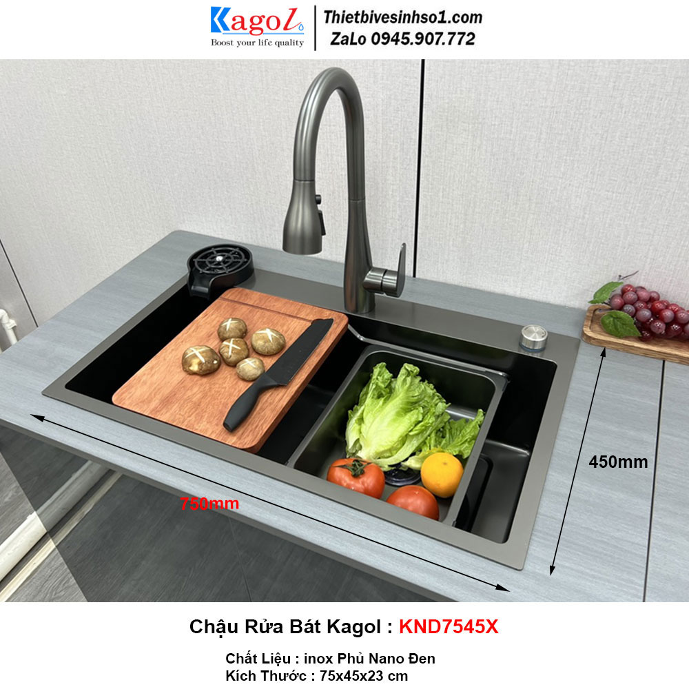 Chậu Rửa Bát 1 Hố Kagol KND7545X