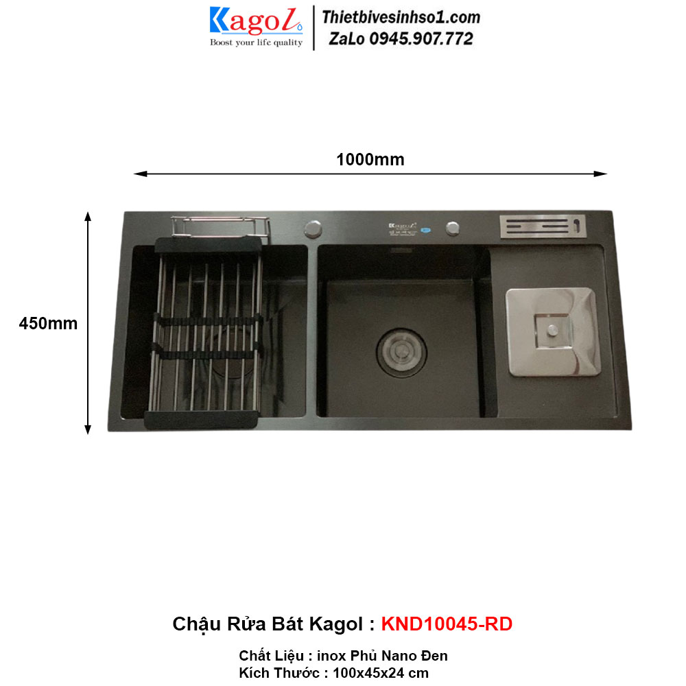 Chậu Rửa Bát 2 Hố Kagol KND10045-RD