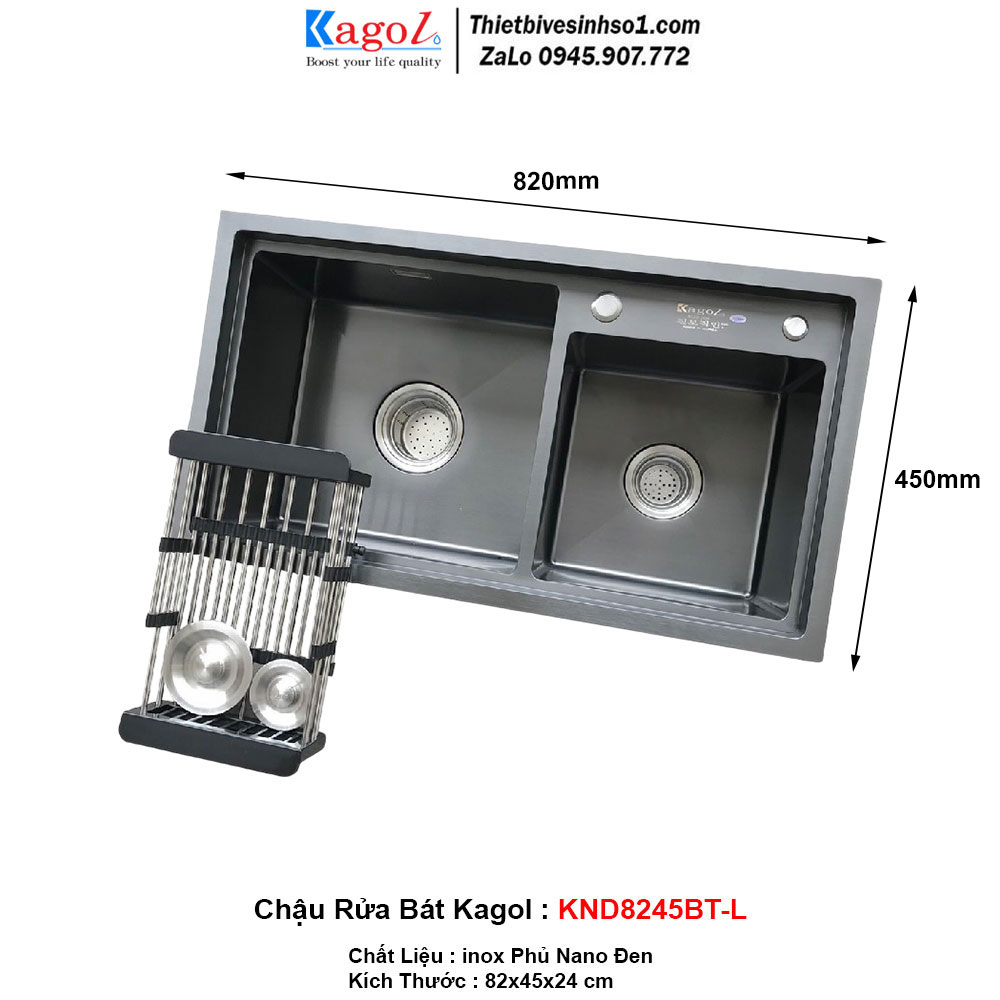 Chậu Rửa Bát 2 Hố Kagol KND8245BT-L