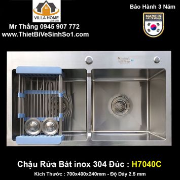 Chậu Rửa Bát 2 Hố inox Đúc Kagol H7040C