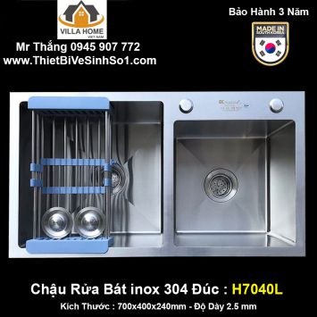 Chậu Rửa Bát 2 Hố inox Đúc Kagol H7040L