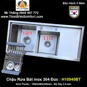 Chậu Rửa Bát 2 Hố 1 Bàn inox Đúc Kagol H10045BT