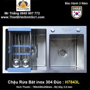 Chậu Rửa Bát 2 Hố inox Đúc Kagol H7843L-3.5mm