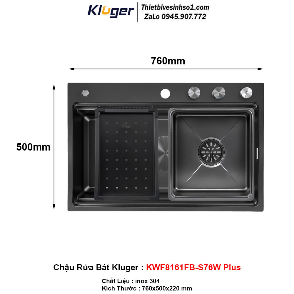 Chậu Rửa Bát Kluger KWF8161FB-S76W Plus