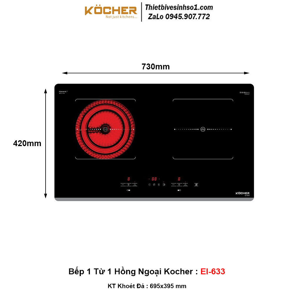 Bếp 1 Từ 1 Hồng Ngoại Kocher EI-633