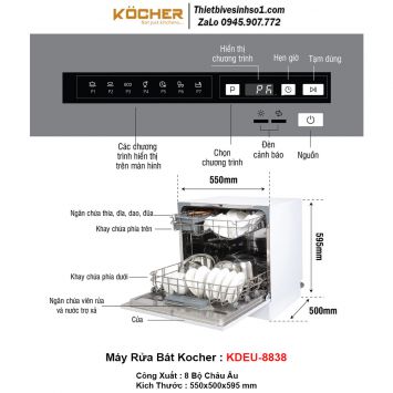 Máy Rửa Bát Kocher KDEU-8838