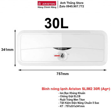 Bình Nước Nóng Ariston 30L Slim2 30R (Ag+)
