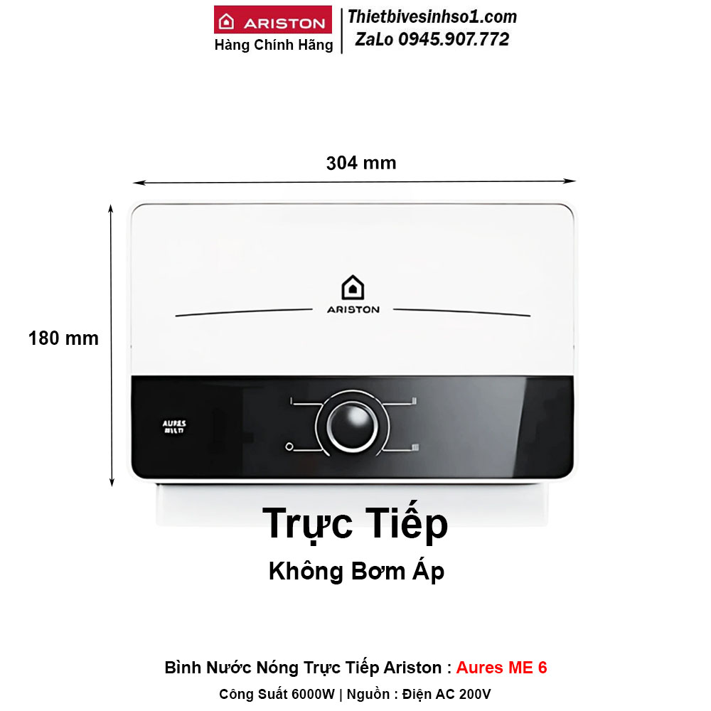Bình Nước Nóng Ariston Trực Tiếp Aures ME 6