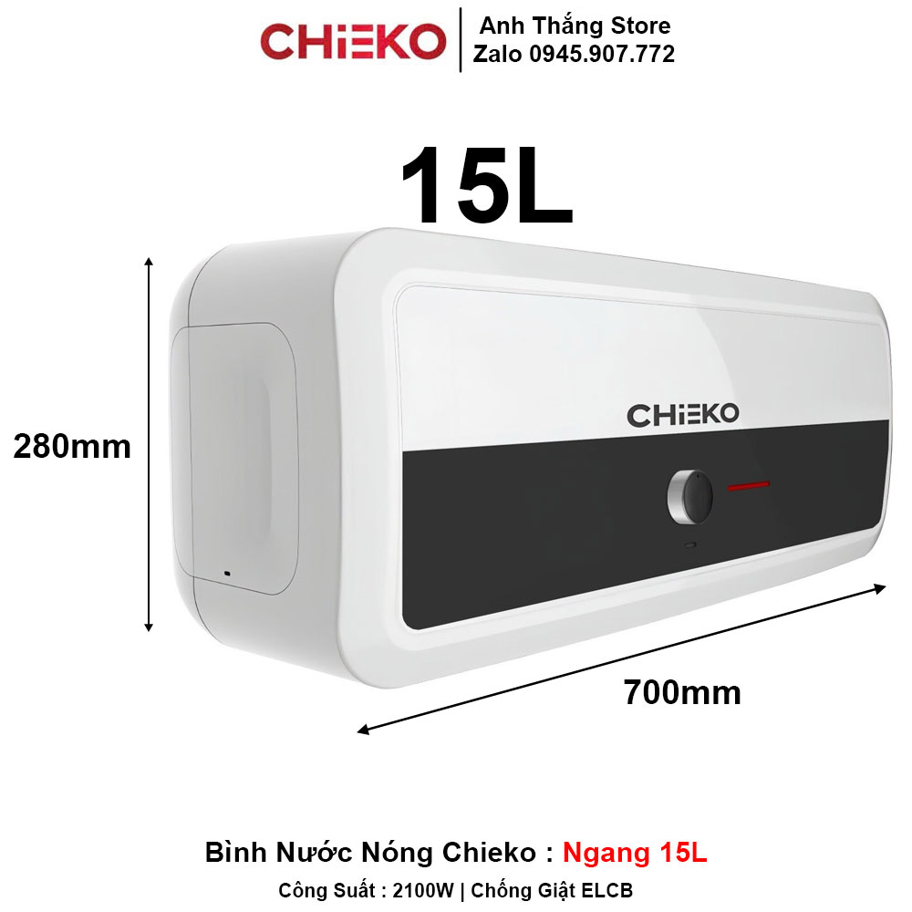 Bình Nước Nóng CHIEKO Ngang 15L