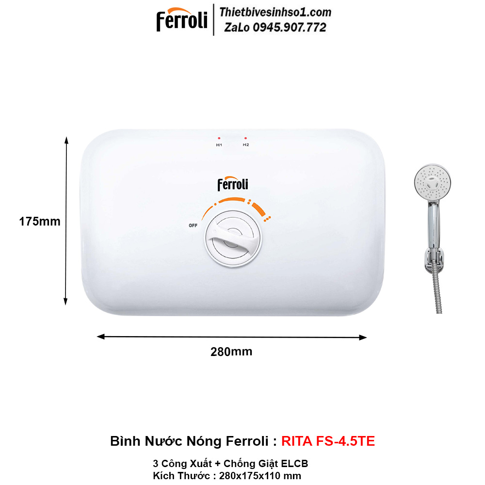 Bình Nước Nóng Trực Tiếp Ferroli RITA FS-4.5TE