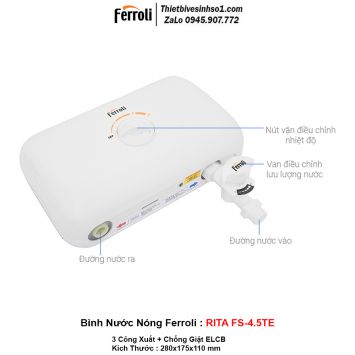 Bình Nước Nóng Trực Tiếp Ferroli RITA FS-4.5TE