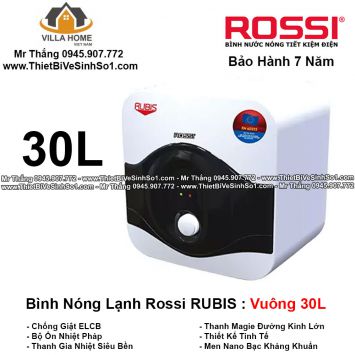Bình Nóng Lạnh Rossi RUBIS Vuông 30L