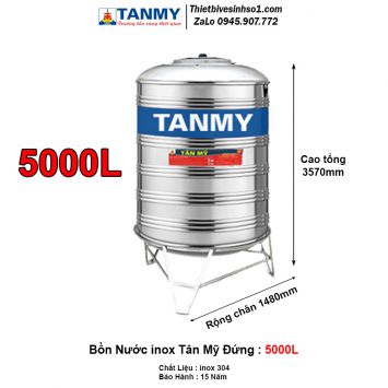 Bồn Nước inox Tân Mỹ Đứng 5000L