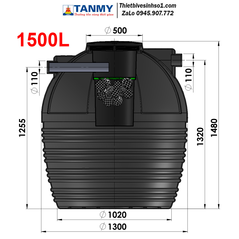 Bể Phốt Tự Hoại Septic Tân Mỹ Đứng 1500LD Bể Phốt Tự Hoại Septic Tân Mỹ Đứng 1500LD