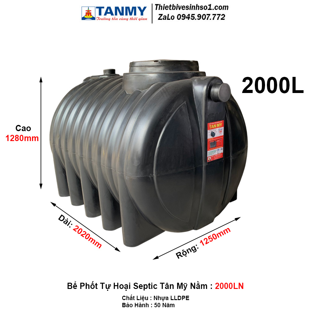 Bể Phốt Tự Hoại Septic Tân Mỹ Nằm 2000LN Bể Phốt Tự Hoại Septic Tân Mỹ Nằm 2000LN