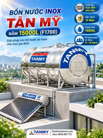 Bồn Nước inox Tân Mỹ Nằm 15000L-(F1700)