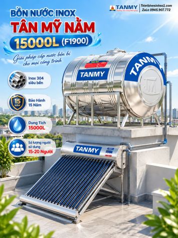 Bồn Nước inox Tân Mỹ Nằm 15000L-(F1900)