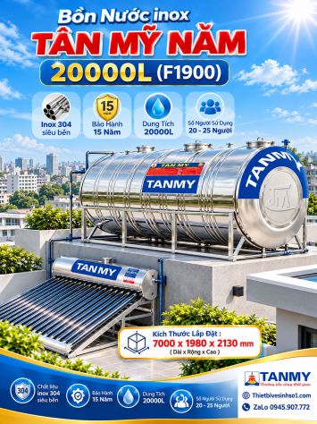 Bồn Nước inox Tân Mỹ Nằm 20000L-(F1900)