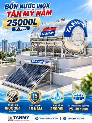 Bồn Nước inox Tân Mỹ Nằm 25000L-(F1900)