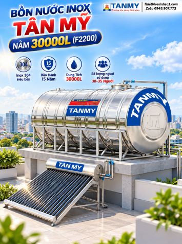 Bồn Nước inox Tân Mỹ Nằm 30000L-(F2200)