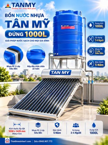 Bồn Nước Nhựa Tân Mỹ Đứng 1000L