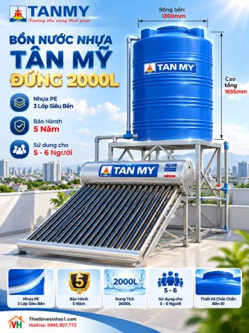 Bồn Nước Nhựa Tân Mỹ Đứng 2000L