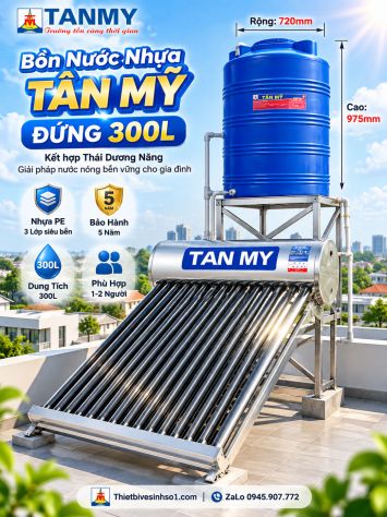 Bồn Nước Nhựa Tân Mỹ Đứng 300L