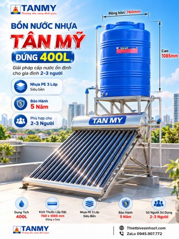 Bồn Nước Nhựa Tân Mỹ Đứng 400L