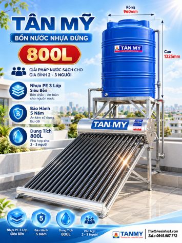 Bồn Nước Nhựa Tân Mỹ Đứng 800L