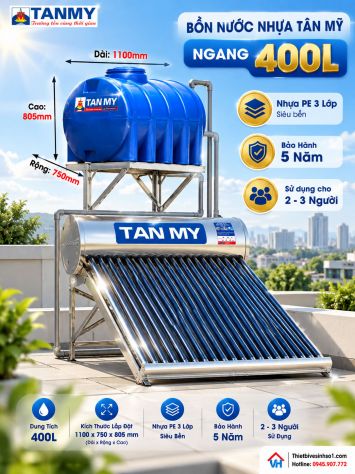 Bồn Nước Nhựa Tân Mỹ Ngang 400L