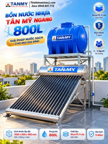 Bồn Nước Nhựa Tân Mỹ Ngang 800L